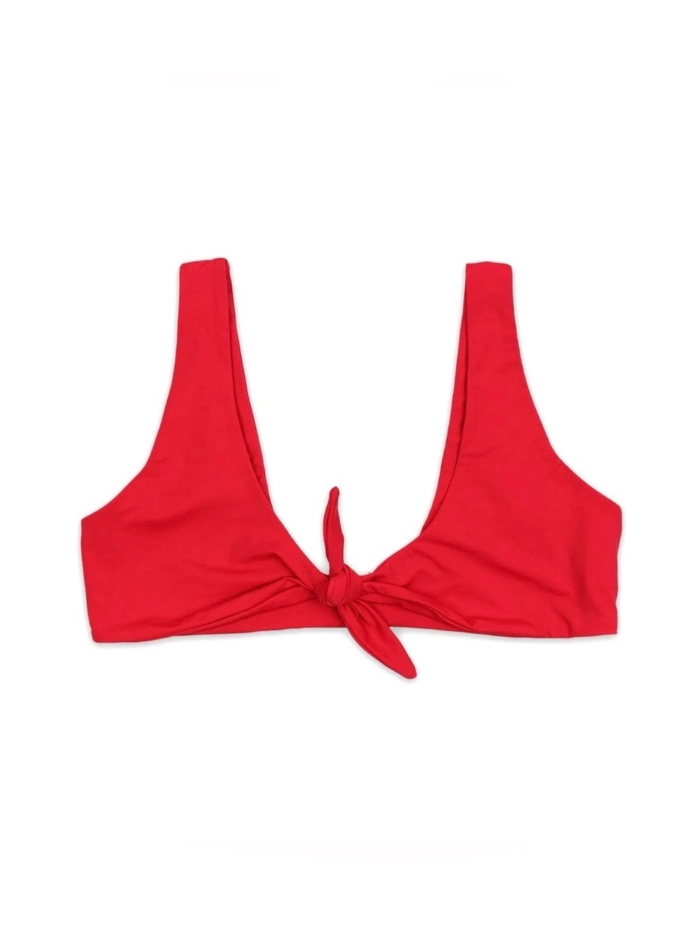 NIRVANIC SWIM | Red Tie-Front Pullover Bikini Swim Two Piece Top Sz. Large
